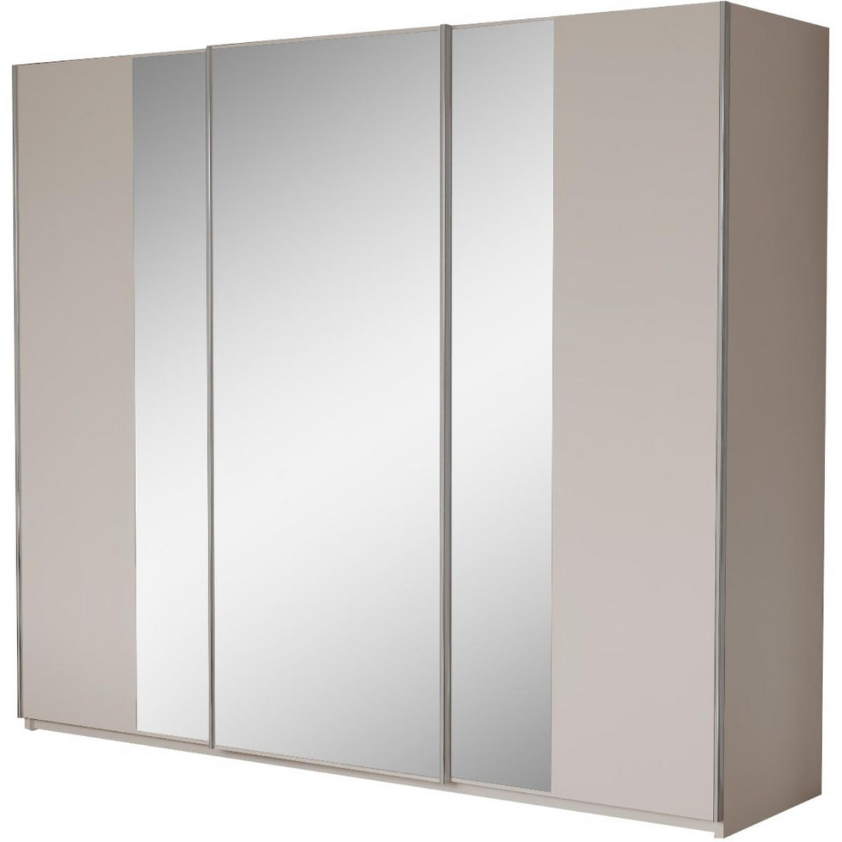 SCHWEBETÜRENSCHRANK Perla mit 2 Türen und Spiegel, 250 cm, Sandbeige - Sandfarben, Holzwerkstoff (250/210/65cm) - Beautysofa