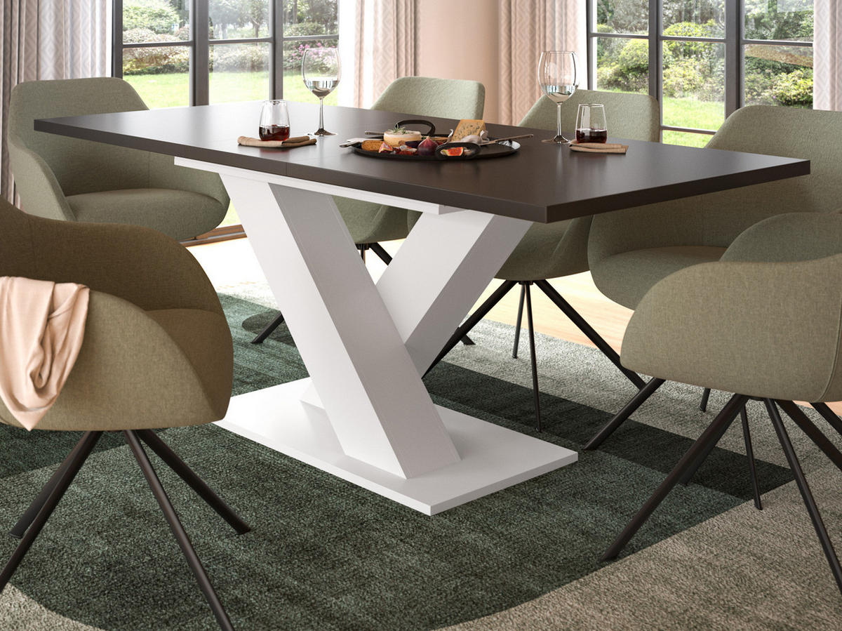 ESSTISCH weiß und grau, Küchentisch ausziehbar 150 - 190 cm - Weiß/Grau, Holzwerkstoff/Metall (150/90/76cm) - Inn.Furn