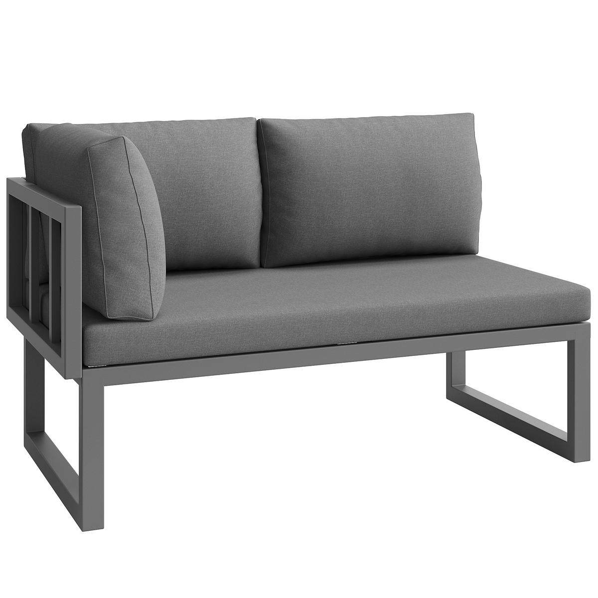 GARTENMÖBELSET für 6-8 Personen mit Sitzkissen & Rückenkisse in Grau - Grau, Metall