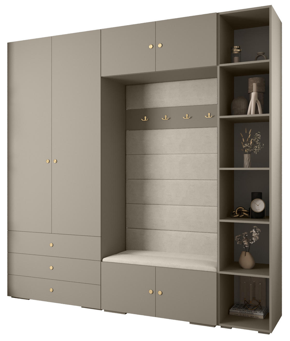 GARDEROBEN-SET 236,7/240/47 - Kaschmir/Goldfarben, Holz/Kunststoff (240/236.7/47cm) - Abiks Möbel