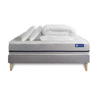 BETT Actiflex soft Taschenfederkern 140 x 200 cm h2 - Kit Bettgestell Grau - Mit Kissen und Bettdecke - Beige/Grau, Holz/Textil (140/200cm) - ACTISOM