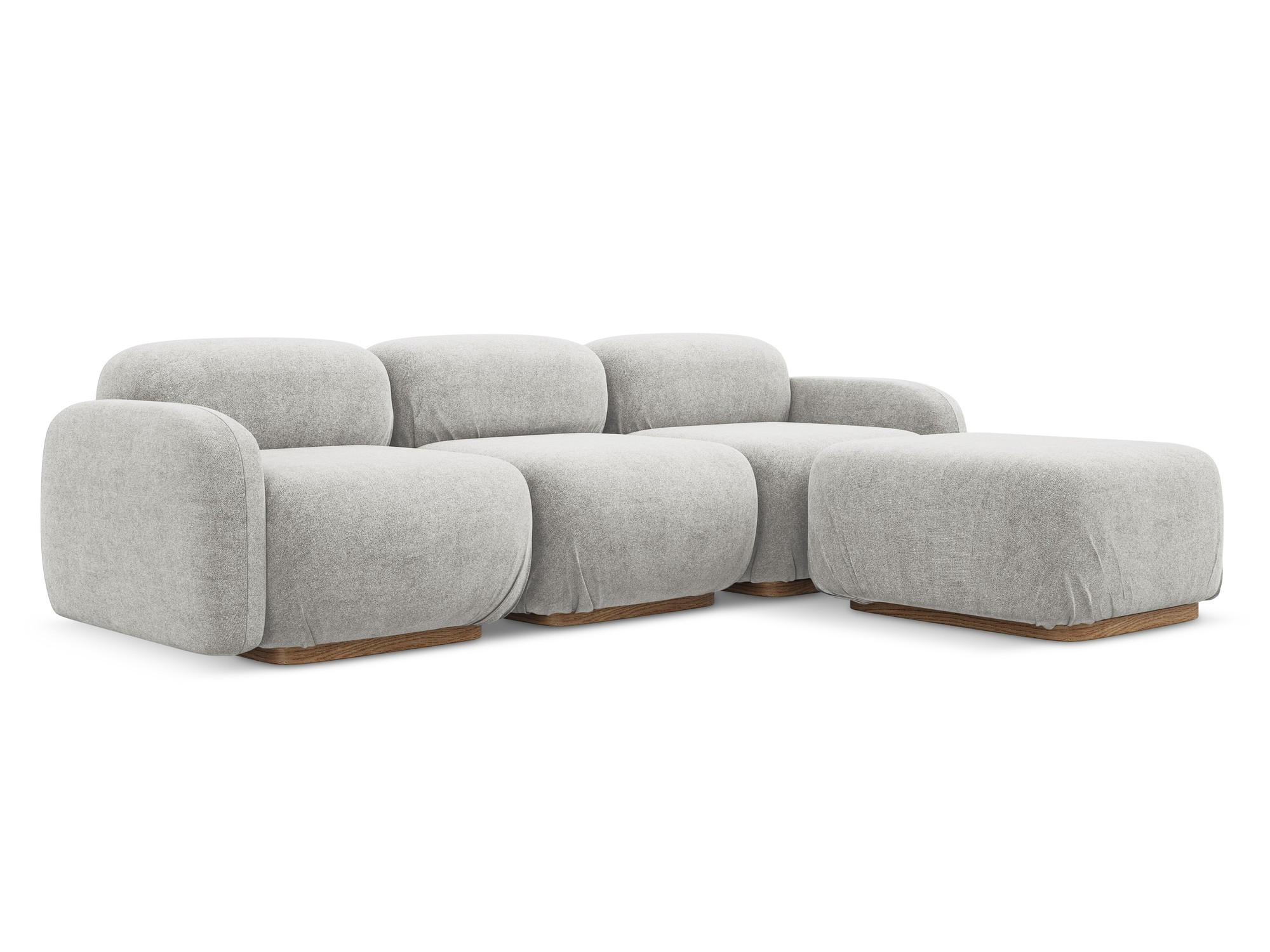 ECKSOFA Beidseitig Bouclé Stoff Grau - Silberfarben/Braun, Holz/Textil (270/190cm) - Makamii