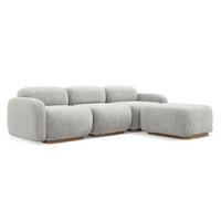ECKSOFA Beidseitig Bouclé Stoff Grau - Silberfarben/Braun, Holz/Textil (270/190cm) - Makamii