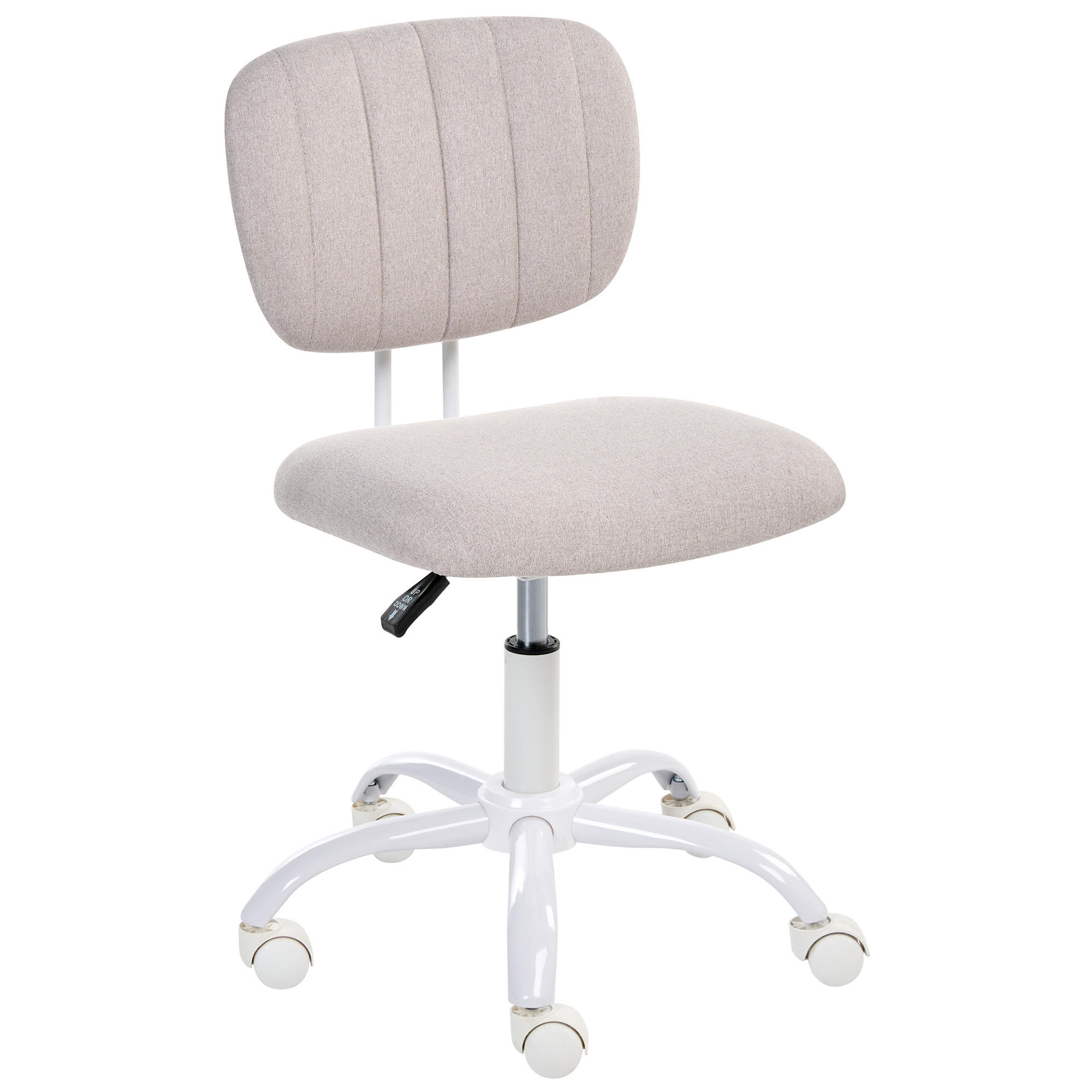 SCHREIBTISCHSTUHL Stoff Hellbeige Bubbly - Beige/Weiß, Textil/Metall (52/78/52cm) - Beliani