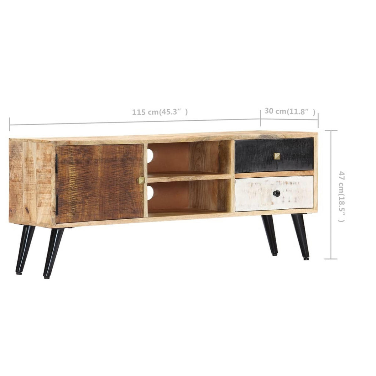 TV-SCHRANK 115/30/47 Cm Mango-Massivholz - Braun, Holz (115/47/30cm) - vidaXL
