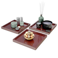 DEKOSCHALE Maya Bordeaux Hochglanz 3er Set - Bordeaux, Holzwerkstoff (1.8cm) - Vladon