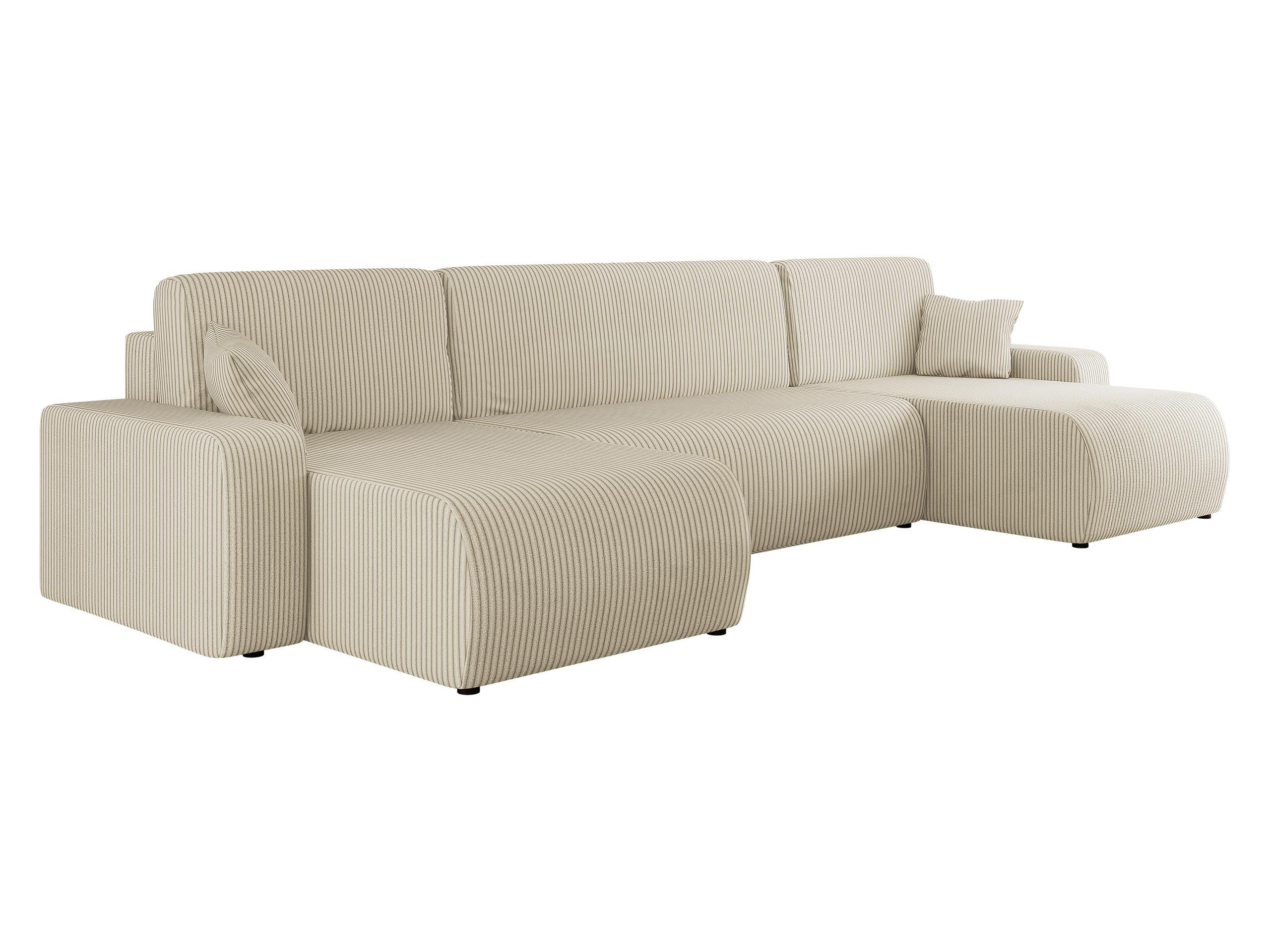 WOHNLANDSCHAFT Piano U Cord - Creme/Schwarz, Holz/Kunststoff (312/82/145cm) - MIRJAN24