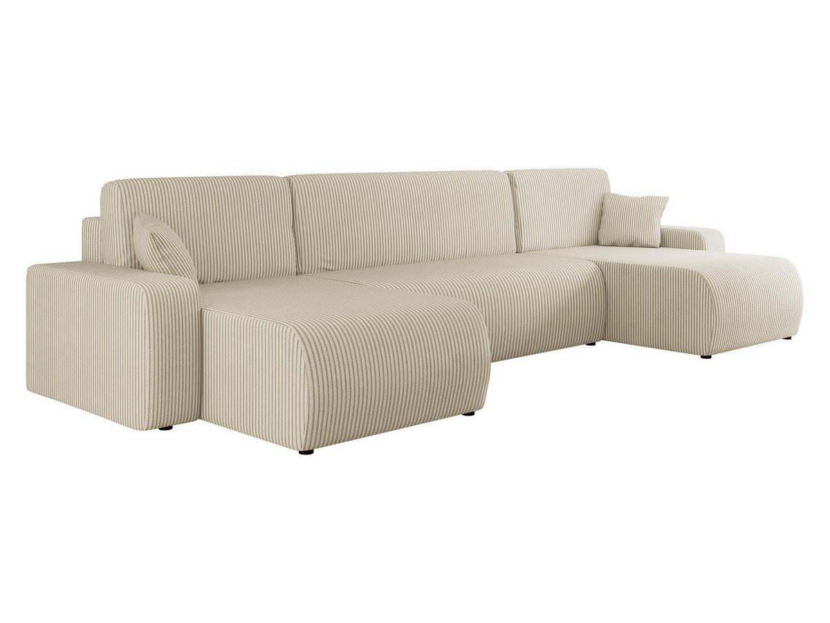 WOHNLANDSCHAFT Piano U Cord - Creme/Schwarz, Holz/Kunststoff (312/82/145cm) - MIRJAN24