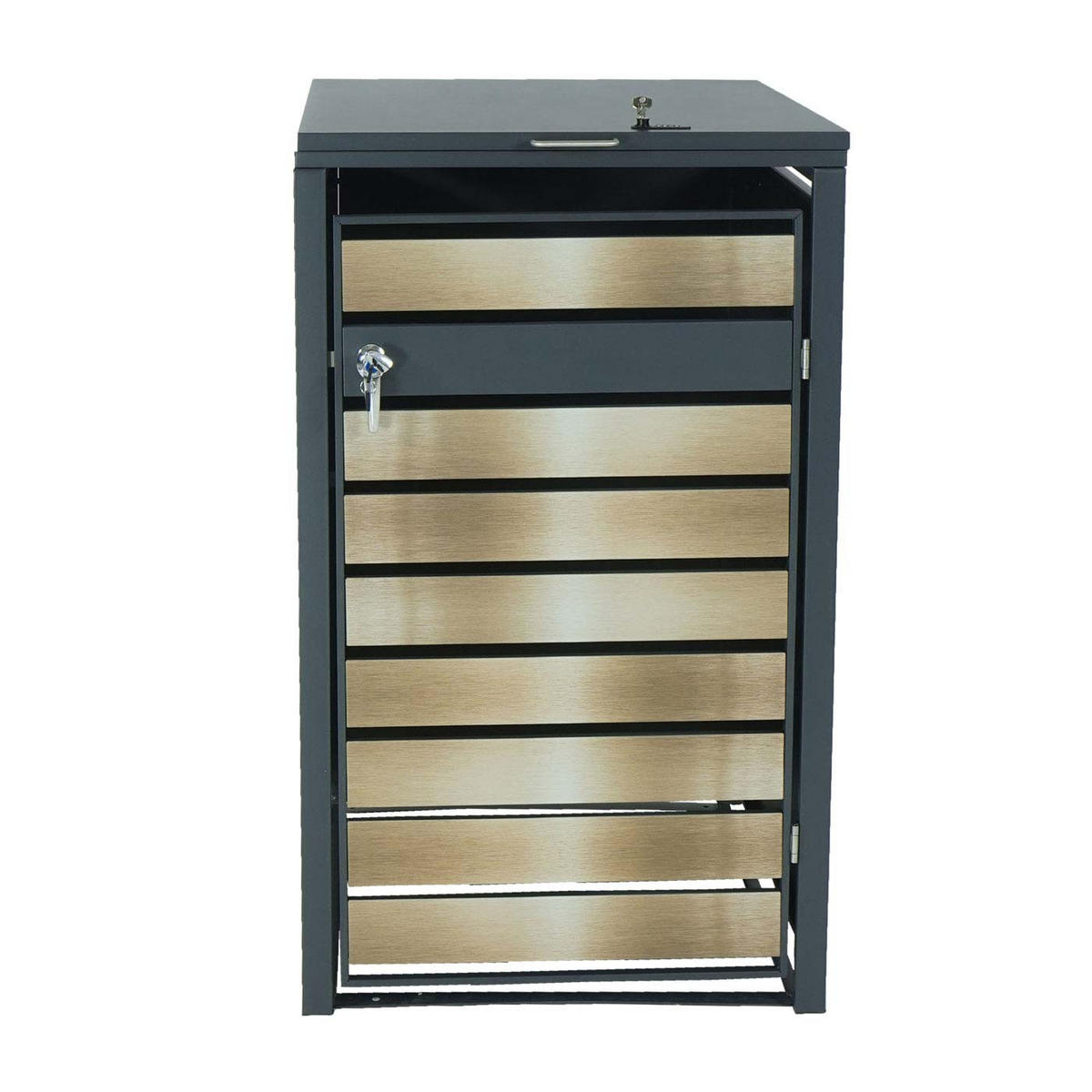 MÜLLTONNENBOX 1er 117x68x80cm Anthrazit Gold - Goldfarben, Metall (68/117/80cm) - PROREGAL
