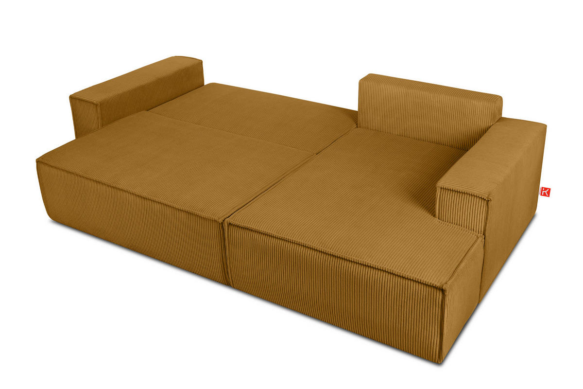 ECKSCHLAFSOFA-RECHTS NAPI in Pet Friendly Cord-Stoff, gelb - Gelb/Schwarz, Textil (262/148cm) - KONSIMO®