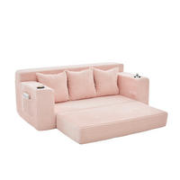 2-SITZER Bodensofa ausklappbar, Getränkehalter/Seitentaschen, Cord, Rosa - Rosa, Textil (172/64/87cm) - LVHOM