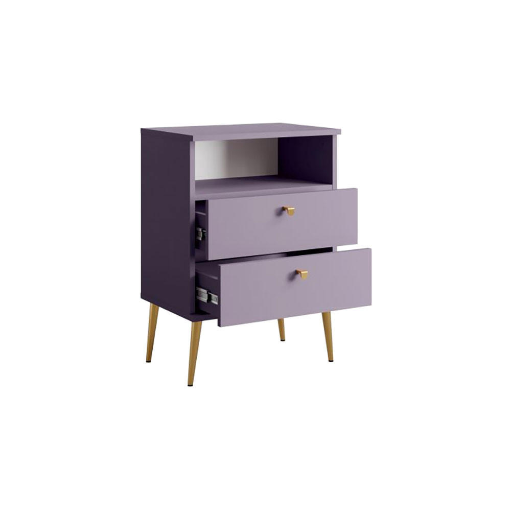 NACHTTISCH High pflaumefarben 50 / 34 / 69,5cm - Violett/Goldfarben, Holz/Holzwerkstoff (50/70/34cm) - Feldmann-Wohnen