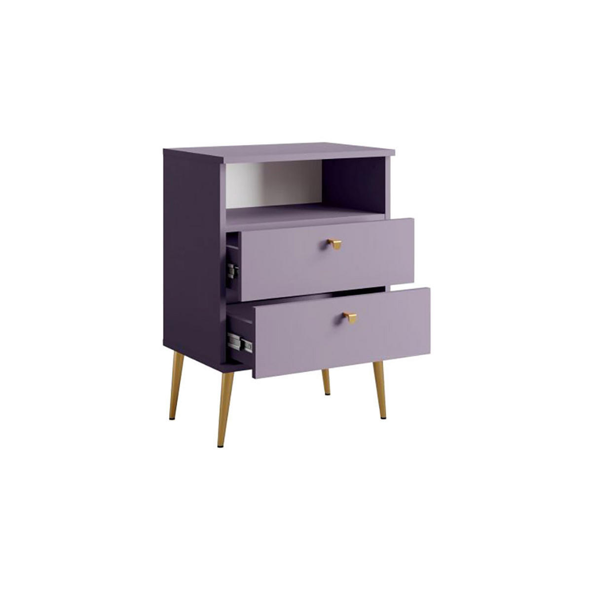 NACHTTISCH High pflaumefarben 50 / 34 / 69,5cm - Violett/Goldfarben, Holz/Holzwerkstoff (50/70/34cm) - Feldmann-Wohnen