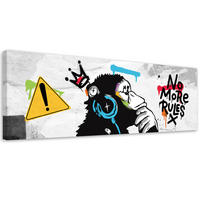 LEINWANDBILD Banksy DJ Monkey 120x40cm - Grau, Textil (120/40cm) - Feeby