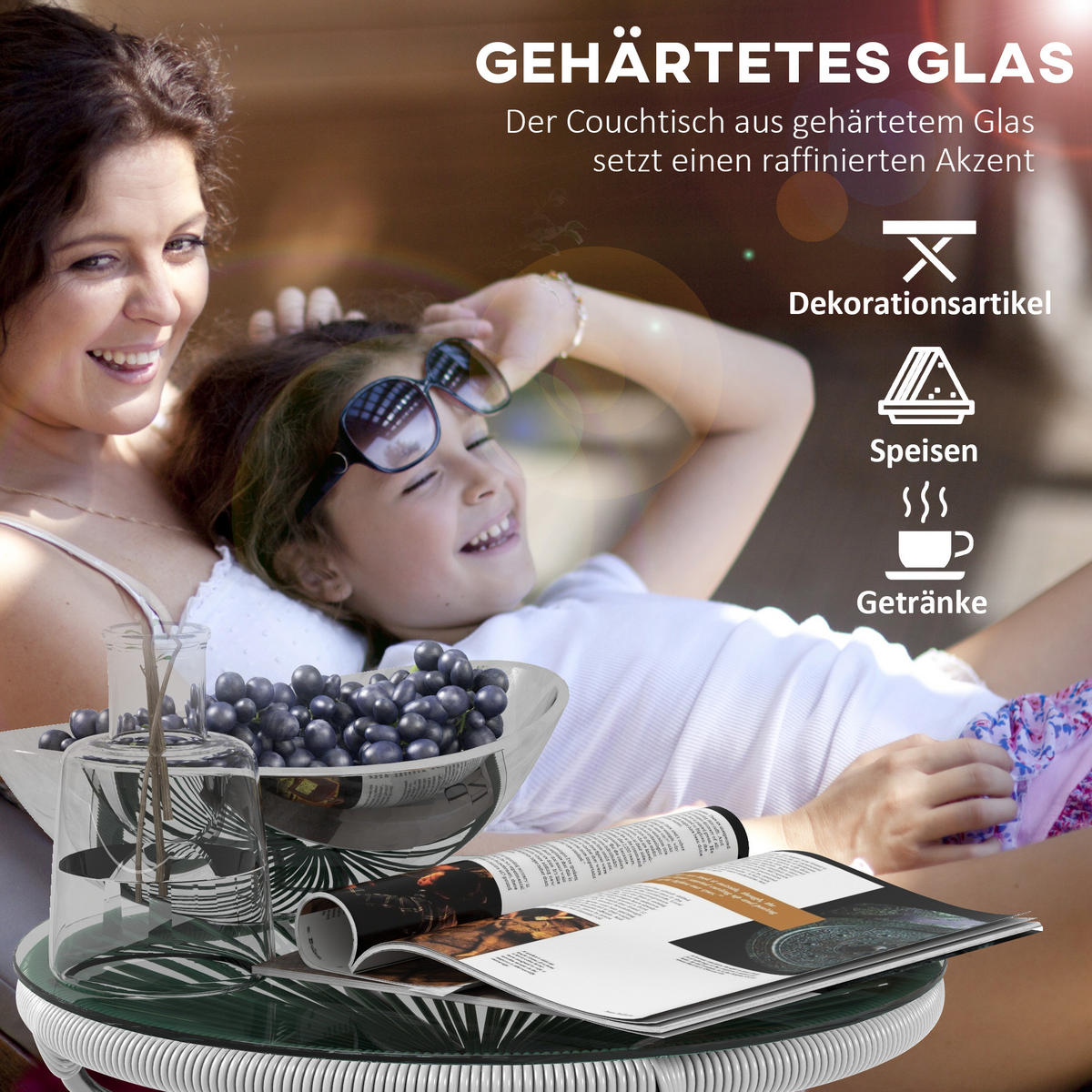 BALKONTISCH, Grau, Metall, PE Rattan - Grau, Kunststoff (50/50/50cm) - Outsunny