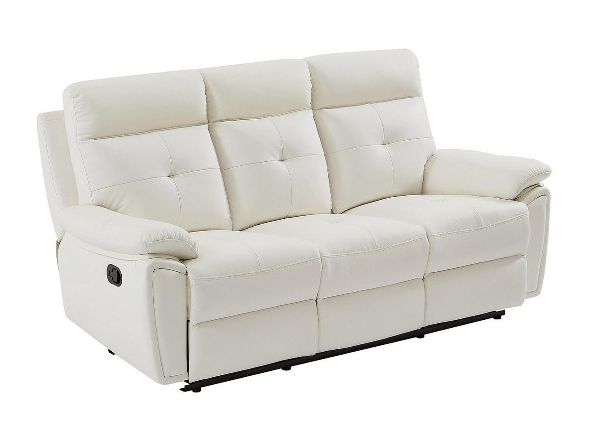 RELAXSOFA - 3 Personen - leder - weiß Vineta - Weiß, Leder (200/101/92cm) - Vente-Unique