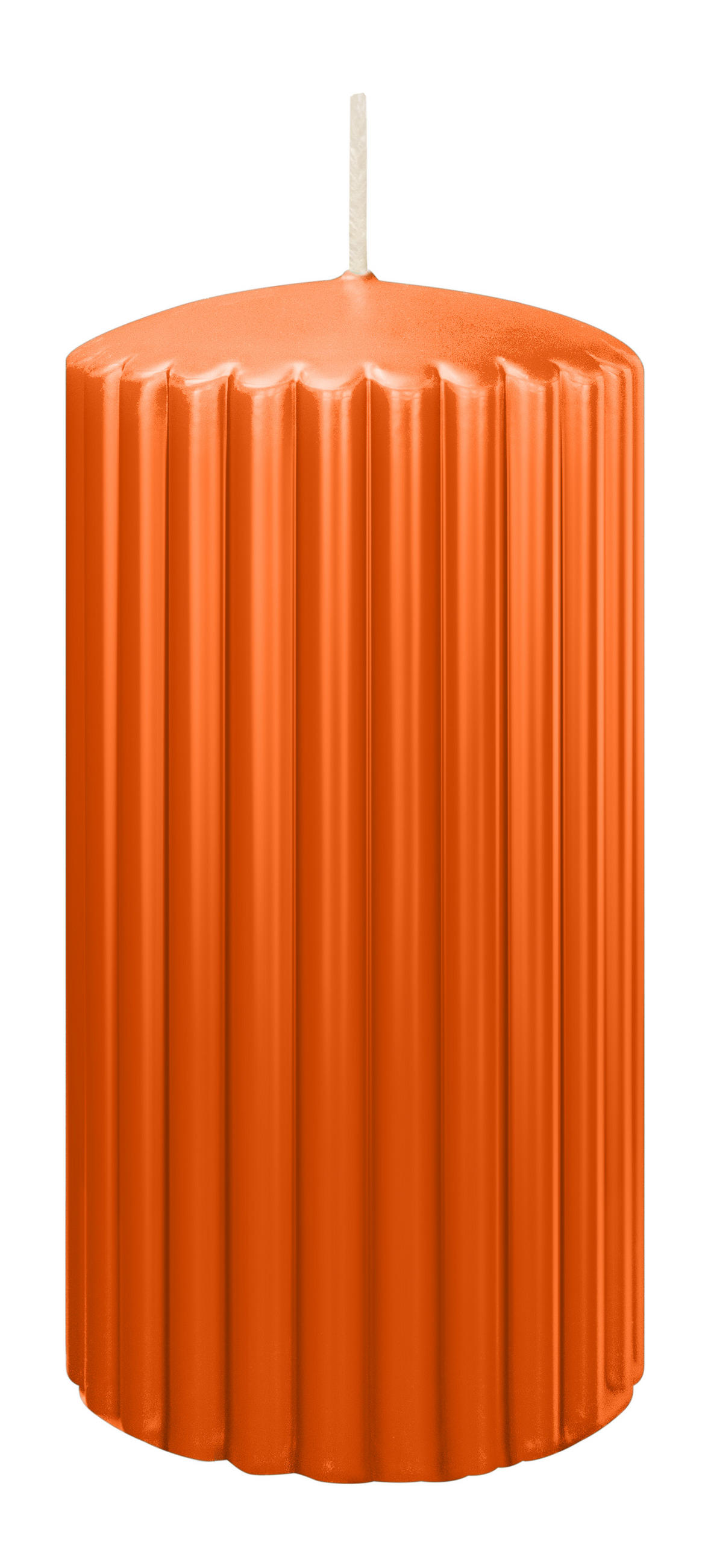 RILLEN KERZEN Aprikose 150 x Ø 80 mm, 4 Stück - Orange, Paraffin (8/15/15cm) - Wiedemann Kerzen