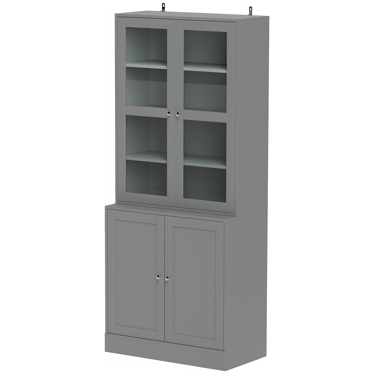 AKTENSCHRANK DE-14525 6 Ebenen mit 2 Glastüren, verstellbare Böden Grau - Grau, Holzwerkstoff (40/178.5/76cm) - ComfortXL