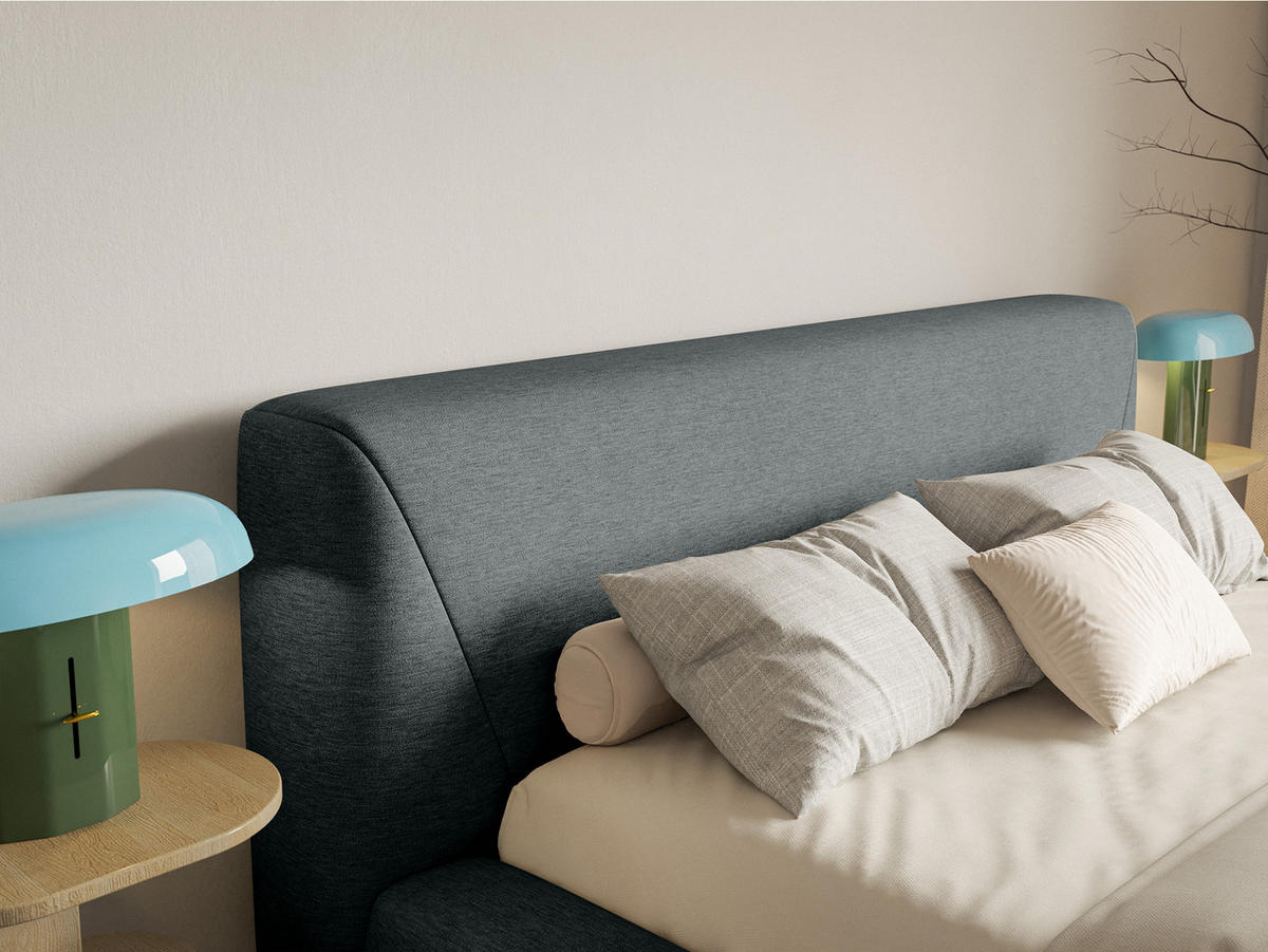 POLSTERBETT Vemmo 180x200 cm, Dunkelgrau - Dunkelgrau, Textil (180/200cm) - Fedve