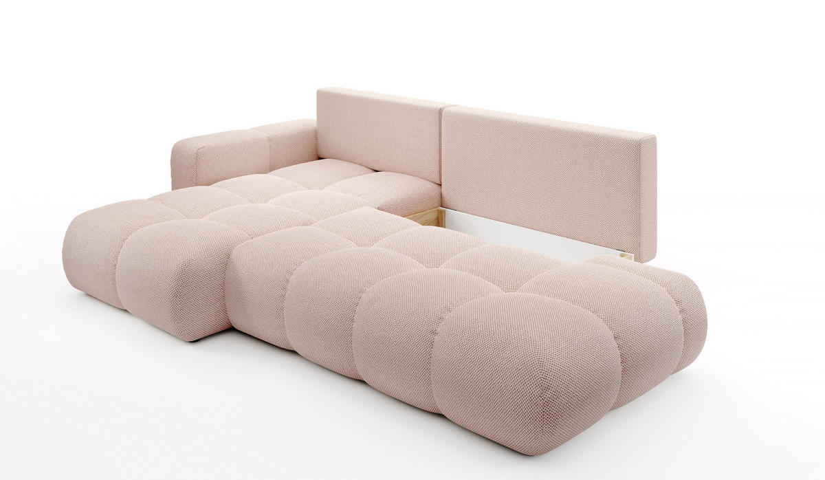 ECKSOFA DUCA L-S Orange Jersey mit Schlaffunktion - Altrosa, Holz (266.5/266.5cm) - MASSENO