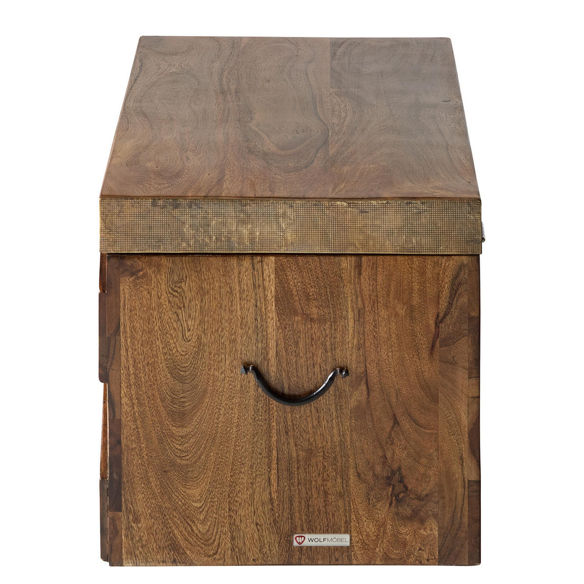 TRUHE - Akazie massiv / Metall - Akaziefarben, Holz (80/40/40cm) - home24