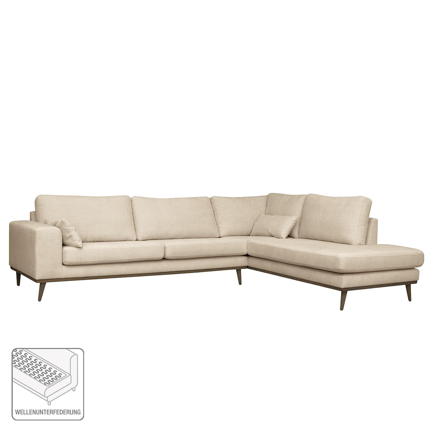 ECKSOFA mit Ottomane - Eichefarben/Creme, Textil (287/219cm) - home24