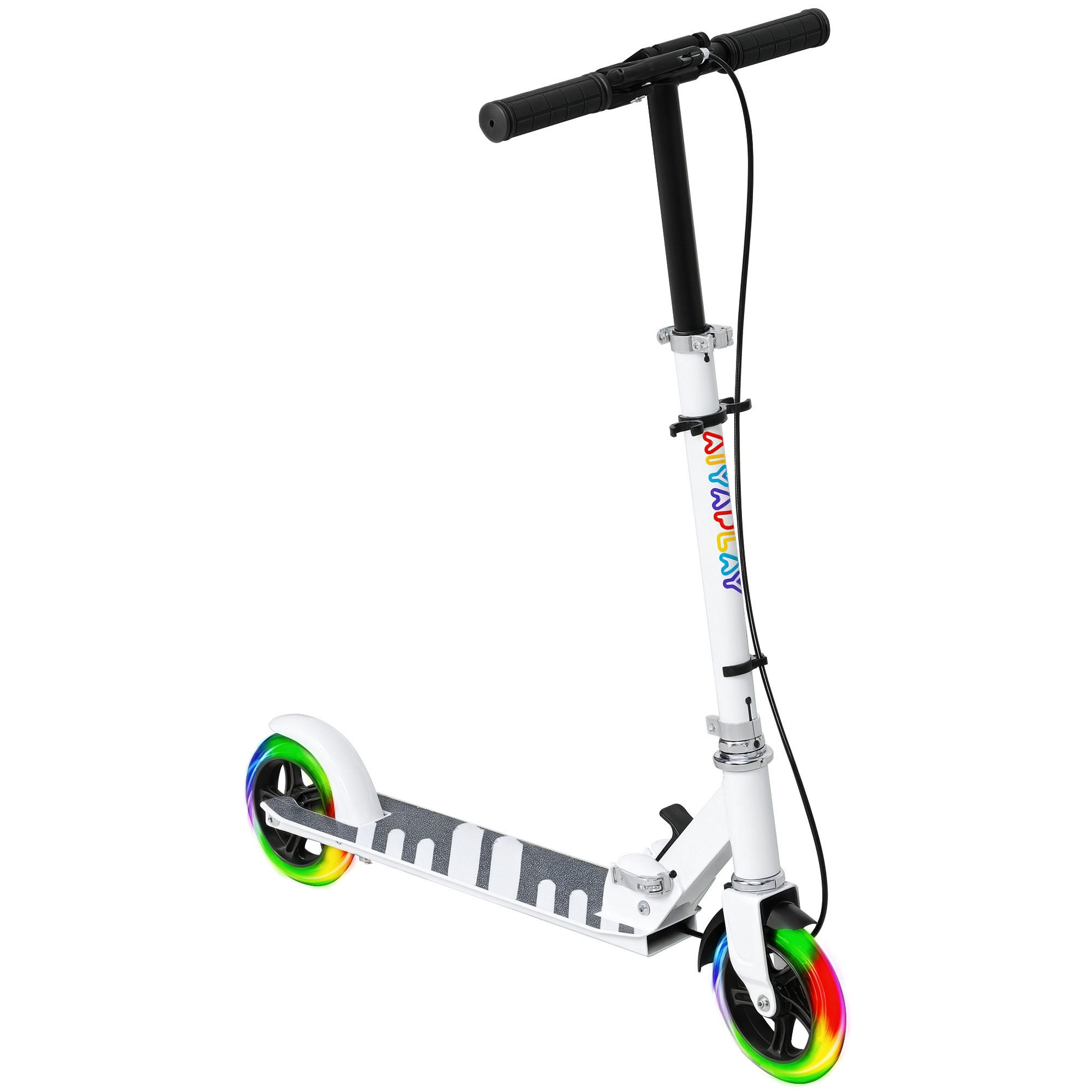 KINDERSCOOTER DE-16965 LED-Leuchten 4-fach höhenverstellbar Weiß - Weiß, Kunststoff (73/36/89cm) - ComfortXL