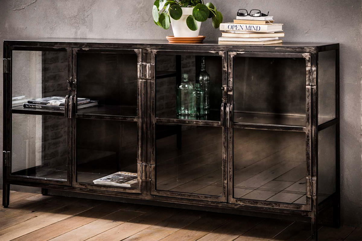 SIDEBOARD BREST Schwarz Metall - Schwarz, Metall (180/92/40cm) - KAWOLA