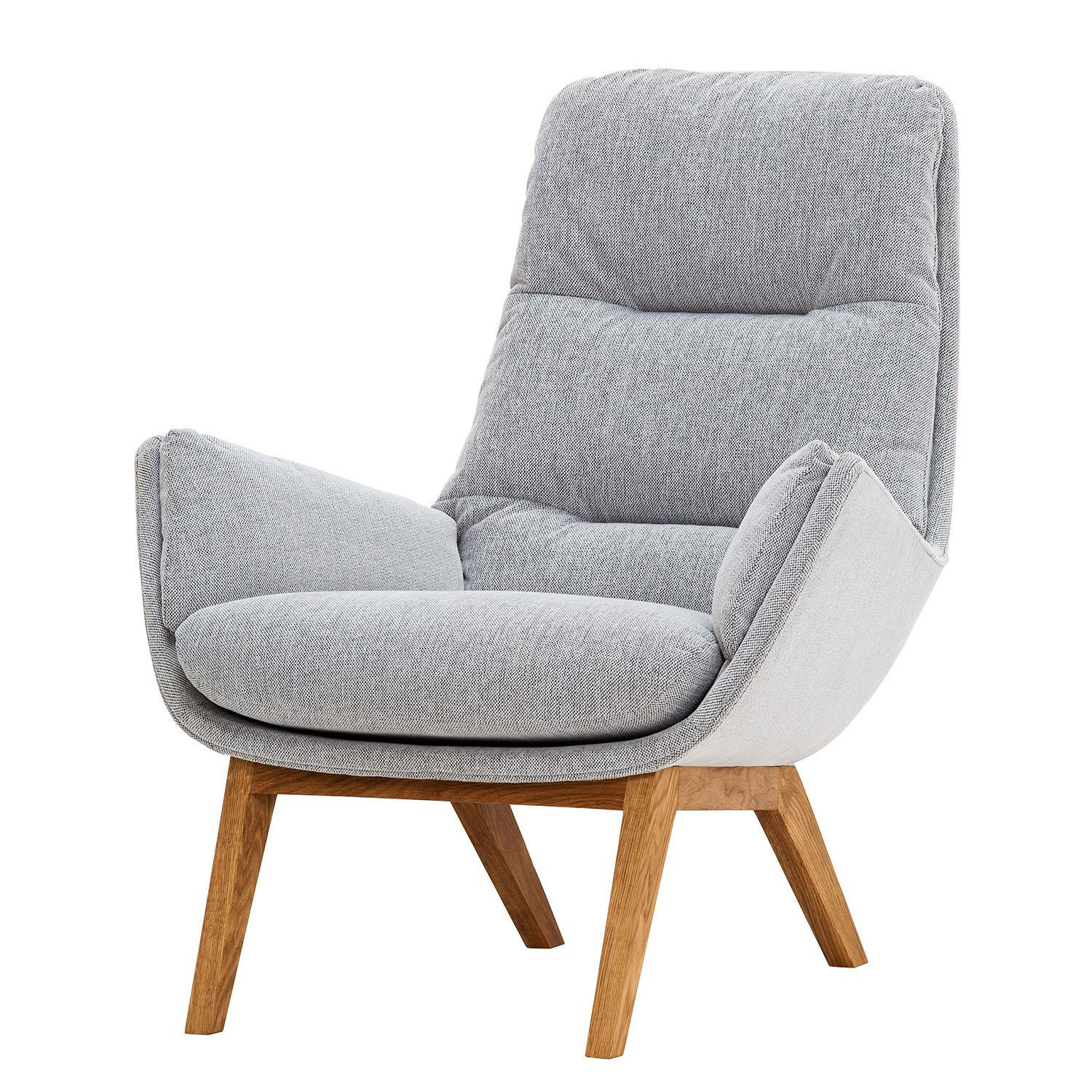 SESSEL mit Holzfüssen - Eichefarben/Hellgrau, Eichenholz/Holz (83/95/97cm) - home24