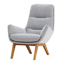 SESSEL mit Holzfüssen - Eichefarben/Hellgrau, Eichenholz/Holz (83/95/97cm) - home24
