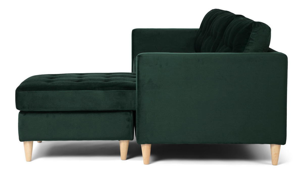 ECKSOFA Velours grün - Grün, Textil (219/151cm) - ebuy24