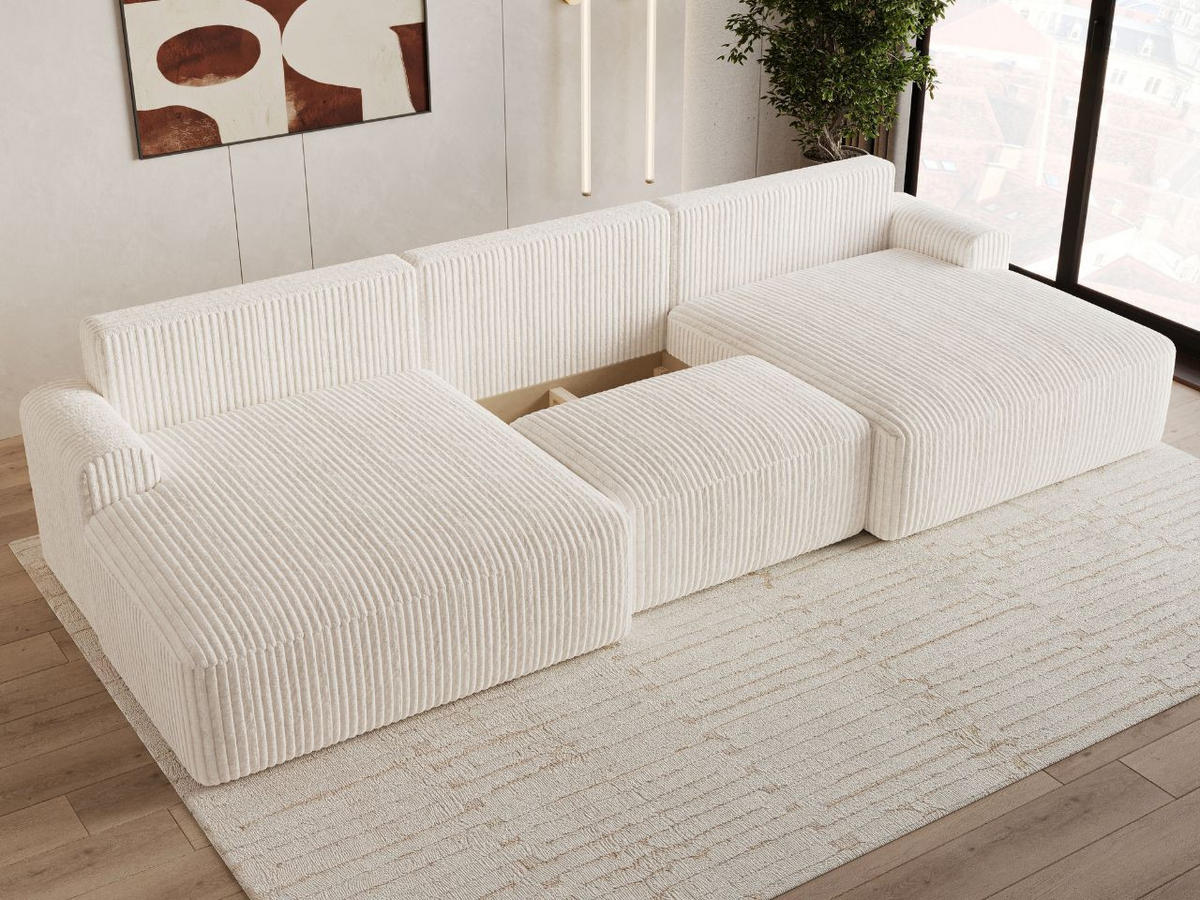 ECKSOFA U Serene Creme - Creme, Holz/Textil (391/145cm) - Graingold