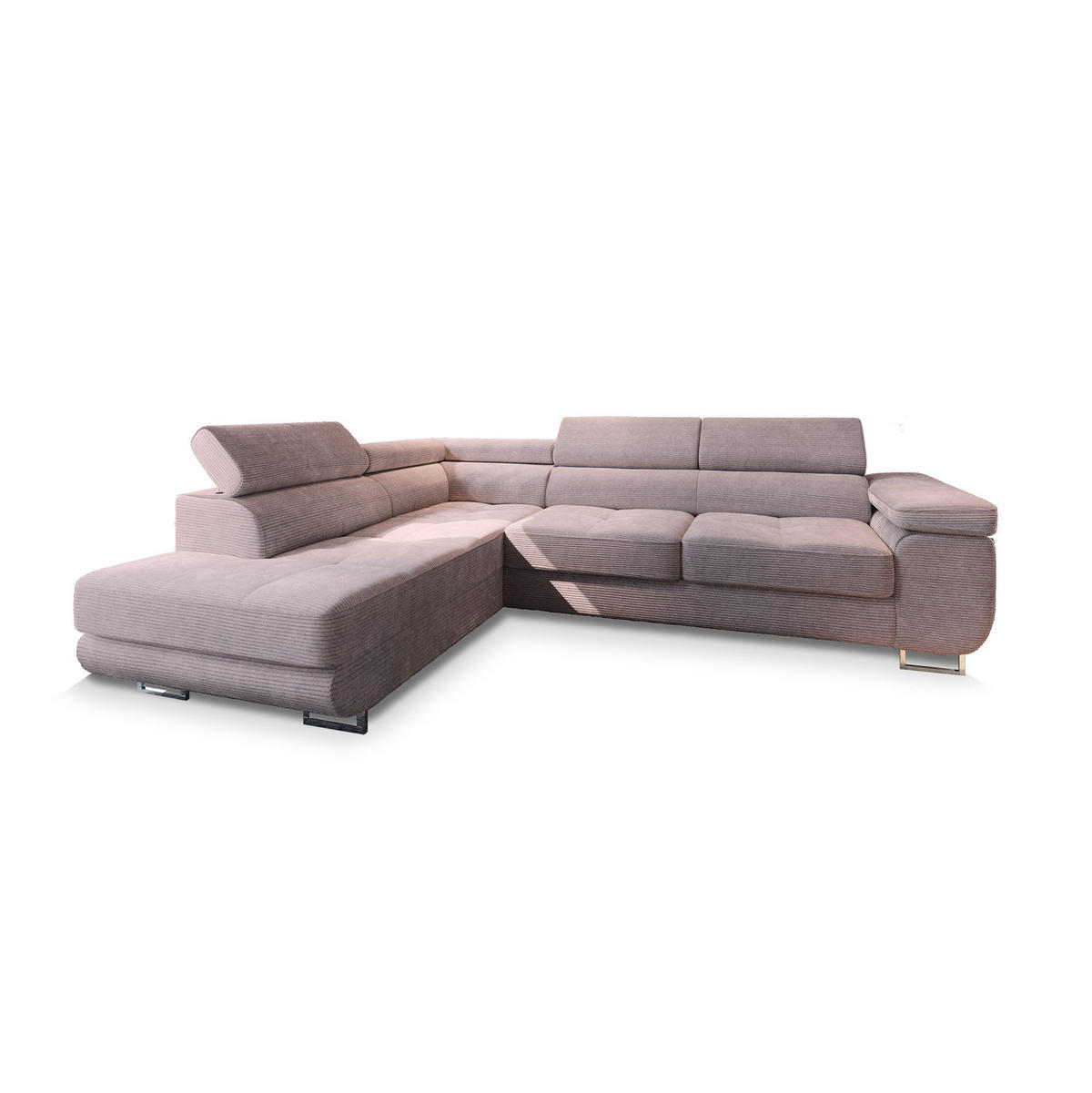 ECKSOFA APIRO R-S Lila Kordstoff mit Schlaffunktion - Lila, Holz (276/202cm) - MASSENO