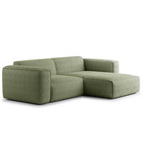 1,5-SITZER ECKSOFA mit Longchair - Schwarz/Grün, Kunststoff/Textil (260/173cm) - home24