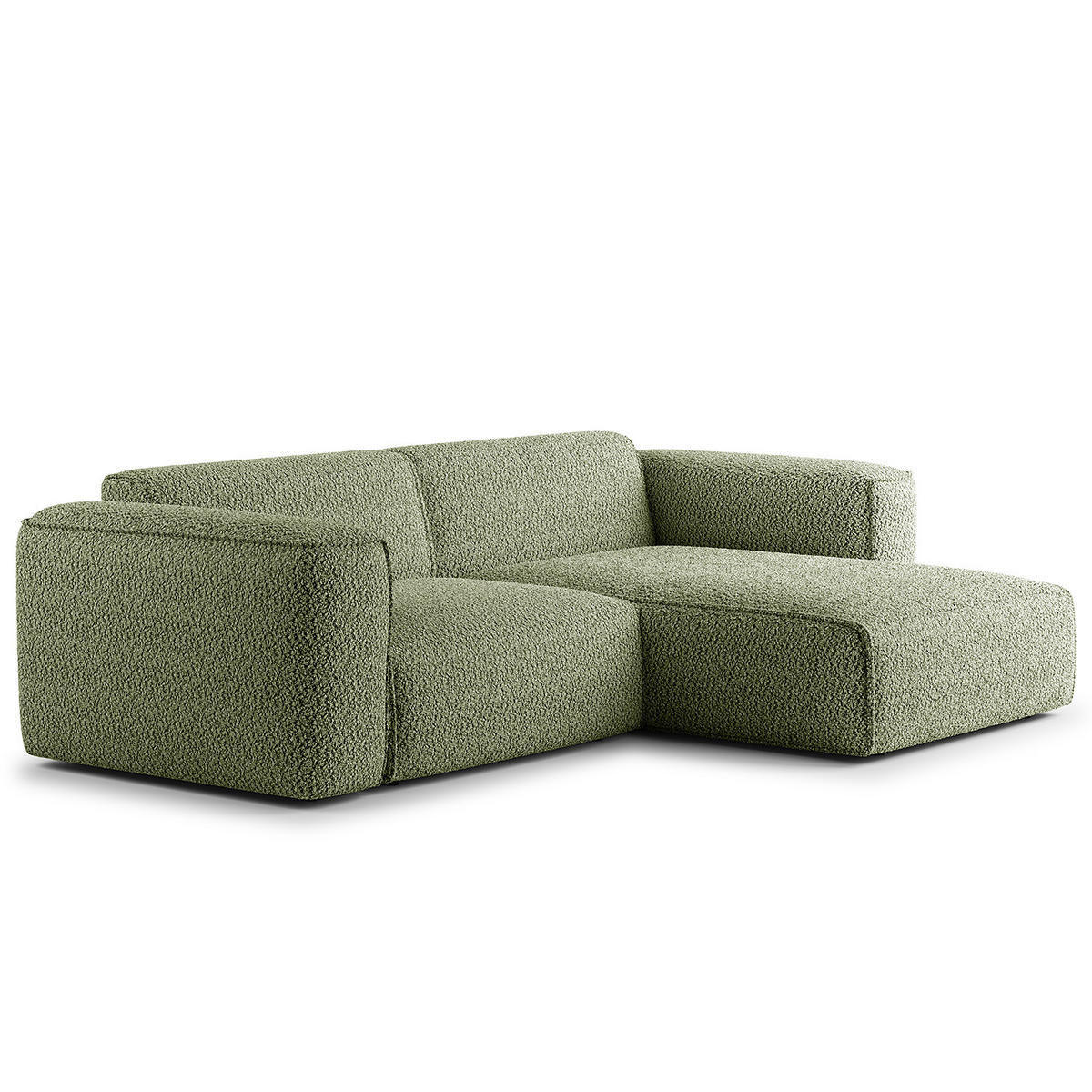 1,5-SITZER ECKSOFA mit Longchair - Schwarz/Grün, Kunststoff/Textil (260/173cm) - home24