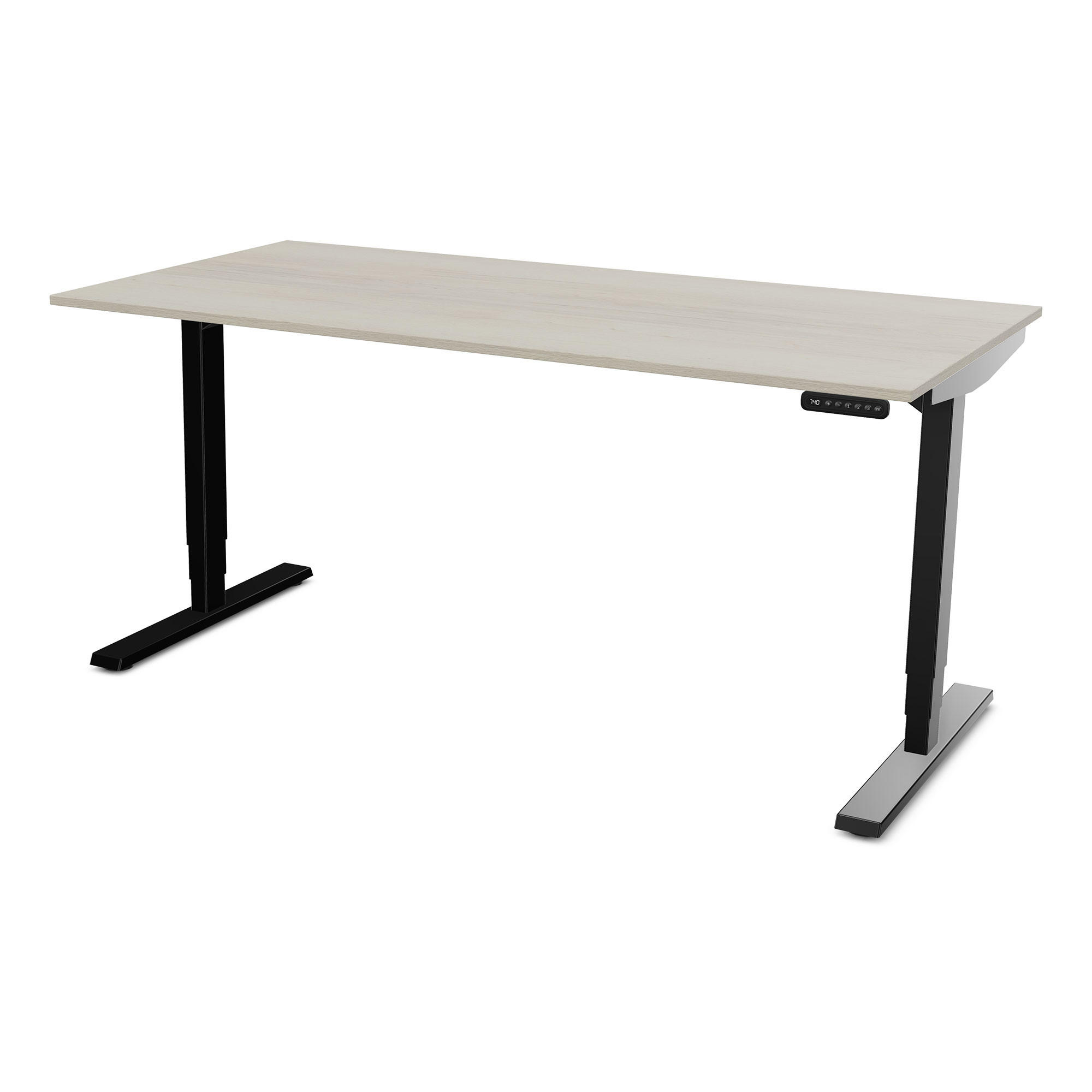 SCHREIBTISCH Elektrisch höhenverstellbarer Schreibtisch Y-Line Eiche Polar Schwarz 180/80/62-127cm - Eiche Bianco/Schwarz, Holzwerkstoff/Metall (80/180/127cm) - ASSMANN