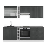 KUHINJA Fame-Line Antracitna podeželska hiša/bela 235 cm brez delovne plošče - temno siva/bela, leseni material (235/206.8/46cm) - Vicco