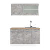 KÜCHENZEILE R-Line Beton/Weiß 140 cm, AP Eiche - Schieferfarben/Weiß, Holzwerkstoff (140/81.6/60cm) - Vicco