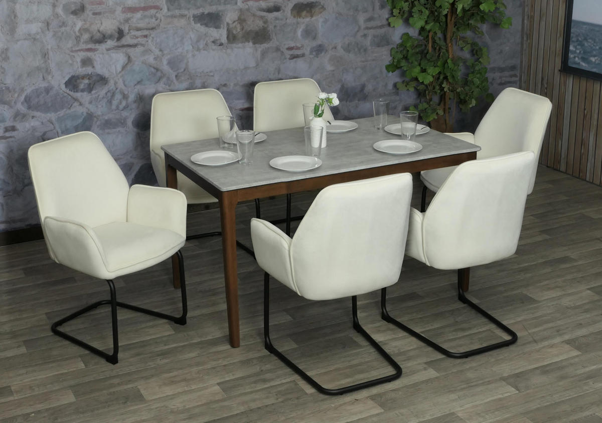 FREISCHWINGER Cremeweiß 6er-Set - Beige/Weiß, Textil (60/89/61cm) - MCW