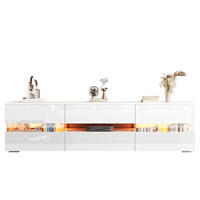 TV-SCHRANK 160x39cm Hochglanzweiß LED 2 Türen 1 Schublade bis 70 Zoll - Weiß, Holz (49/19/92cm) - FLIEKS