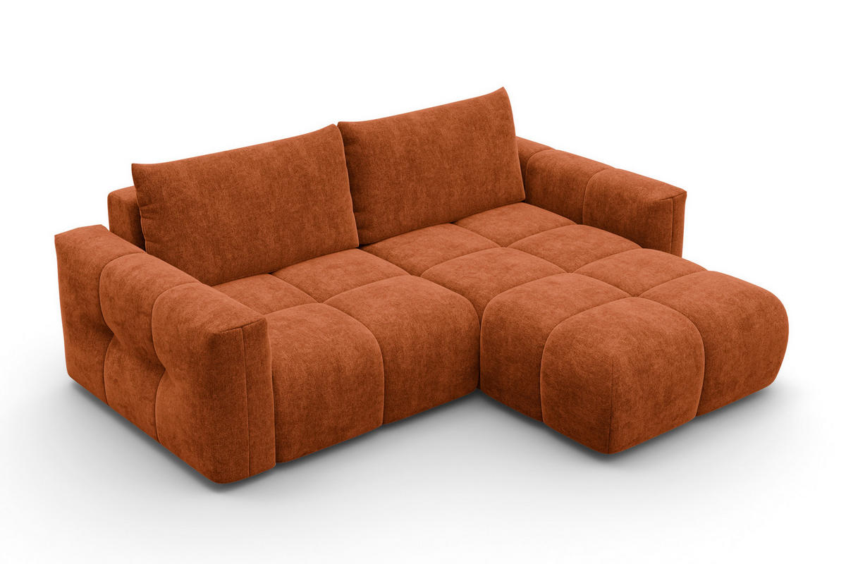 ECKSOFA VERONA 3-Sitzer rechts, Orange - Schwarz/Orange, Holz/Textil (224/173cm) - Courtois Laville