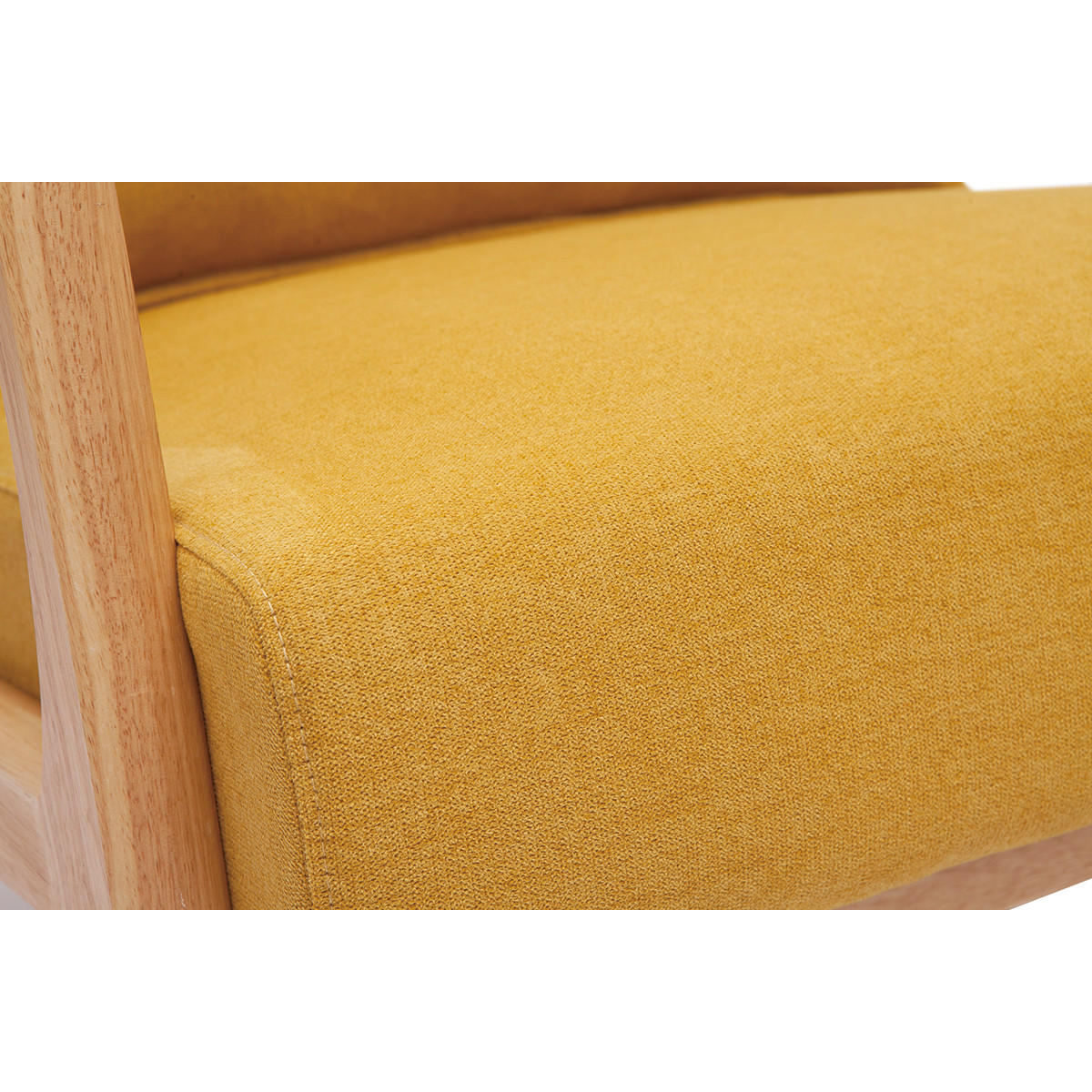 SESSEL Stoff Samteffekt Senfgelb Helles Massivholz DERRY - Gelb, Textil (84/75.5/66cm) - Miliboo