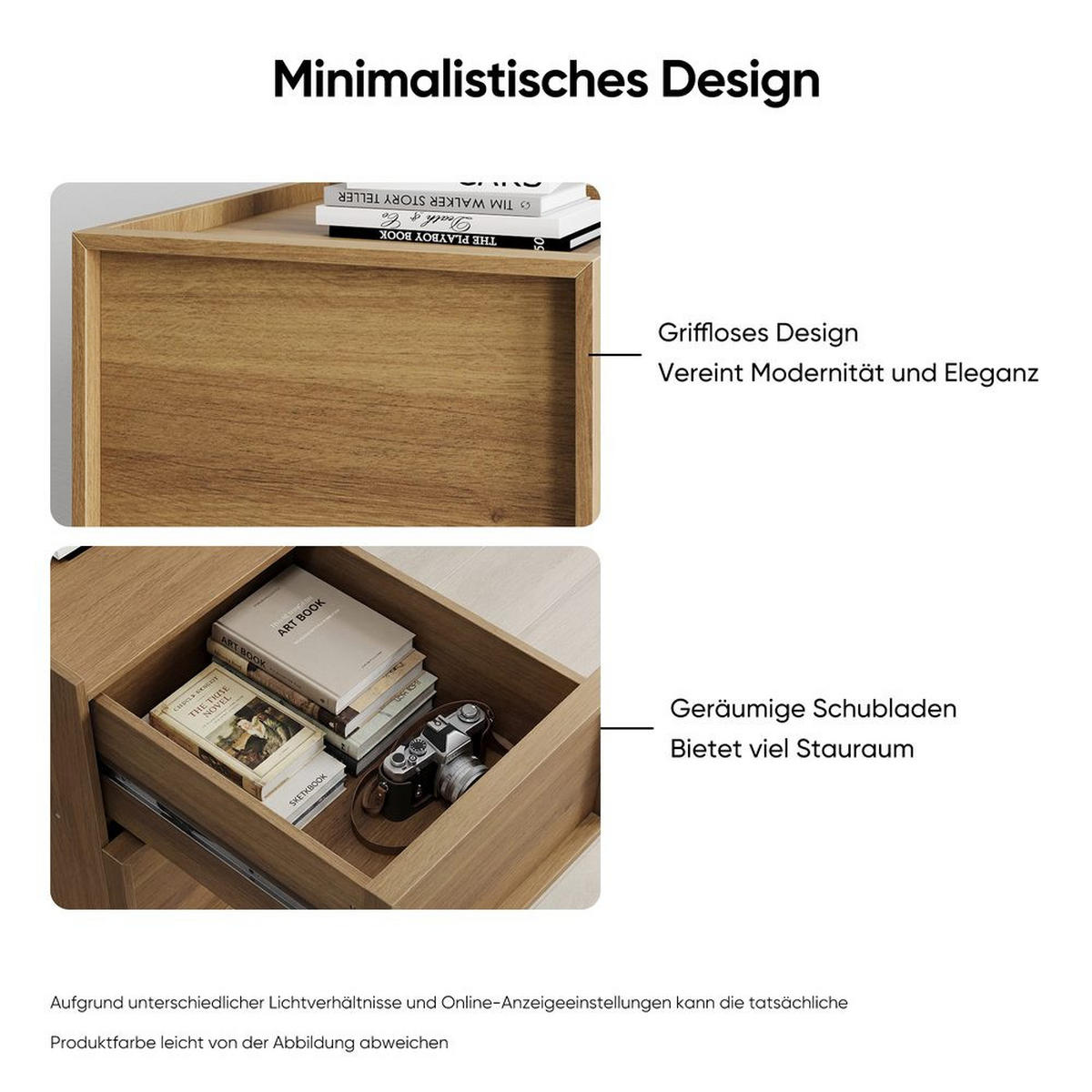 NACHTISCH EICHE 38X48X50, GRIFFLOS, MID-CENTURY - Eichefarben, Holzwerkstoff (48/50/38cm)
