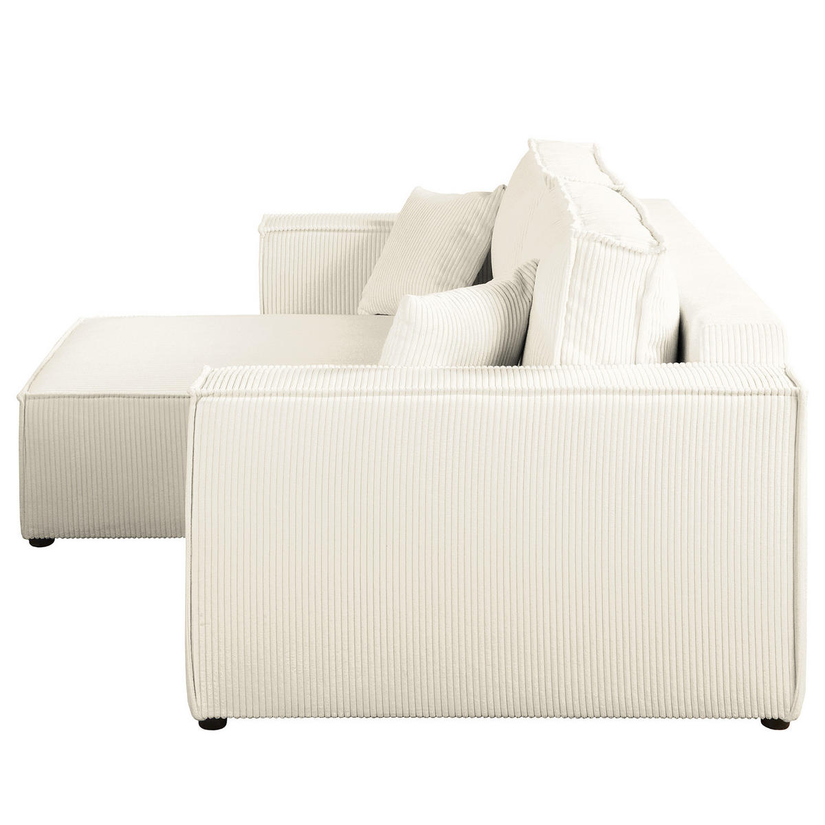 ECKSOFA mit Schlaffunktion - 255 cm - Creme/Schwarz, Kunststoff/Textil (255/148cm) - home24