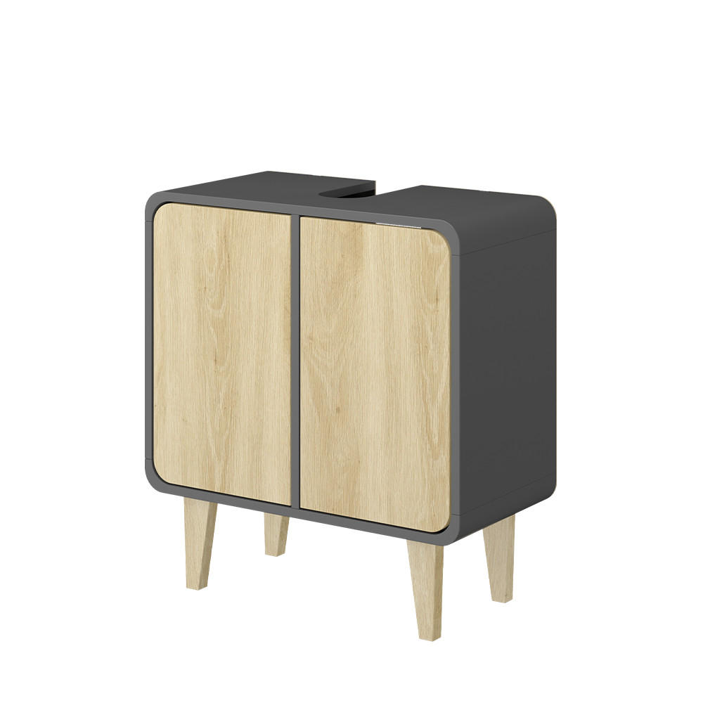 WASCHBECKENUNTERSCHRANK Arla Anthrazit/Goldkraft Eiche 60 x 61 cm - Eichefarben/Anthrazit, Holzwerkstoff (60/61/30cm) - Vicco