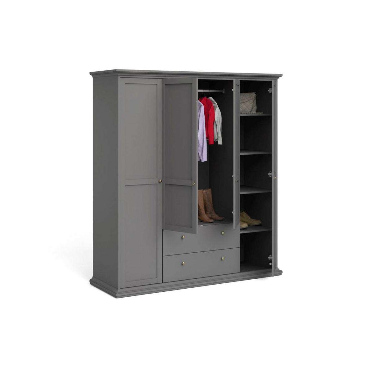 GARDEROBENSCHRANK mattgrau - Schwarz, Holzwerkstoff (181/201/60cm) - ebuy24