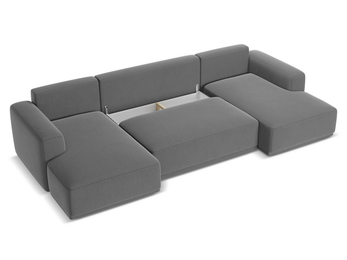 WOHNLANDSCHAFT Samt Stoff Grau - Schwarz/Grau, Kunststoff/Textil (333/91/160cm) - Makamii
