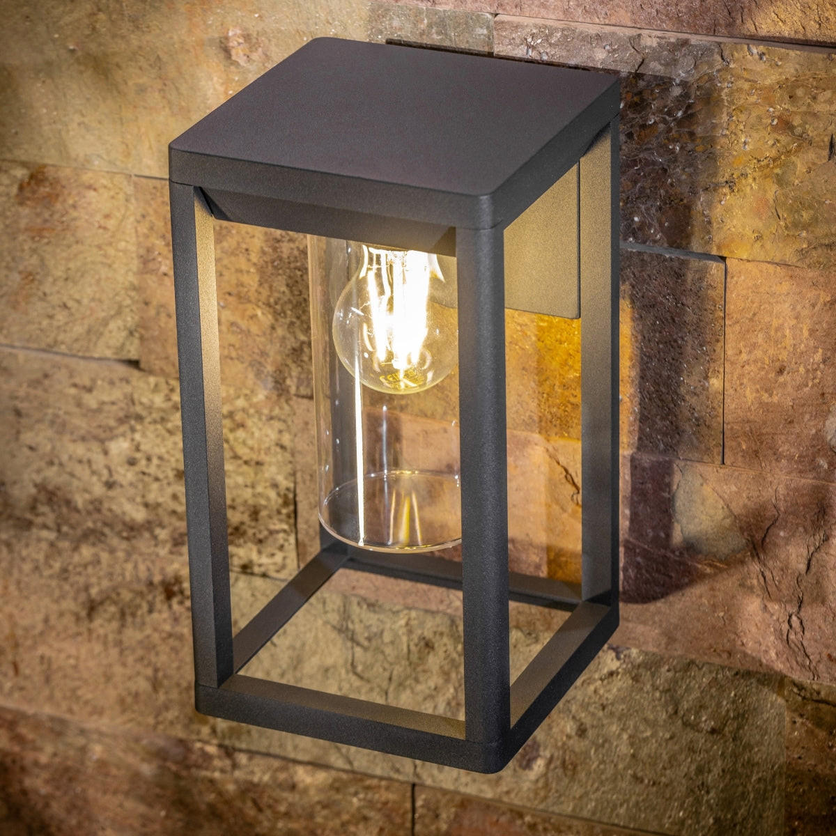 AUSSENWANDLEUCHTE Anthrazit Grau E27 Klarer Diffusor IP54 - Dunkelgrau/Anthrazit, Metall (15/27/16.5cm) - CGC Europe
