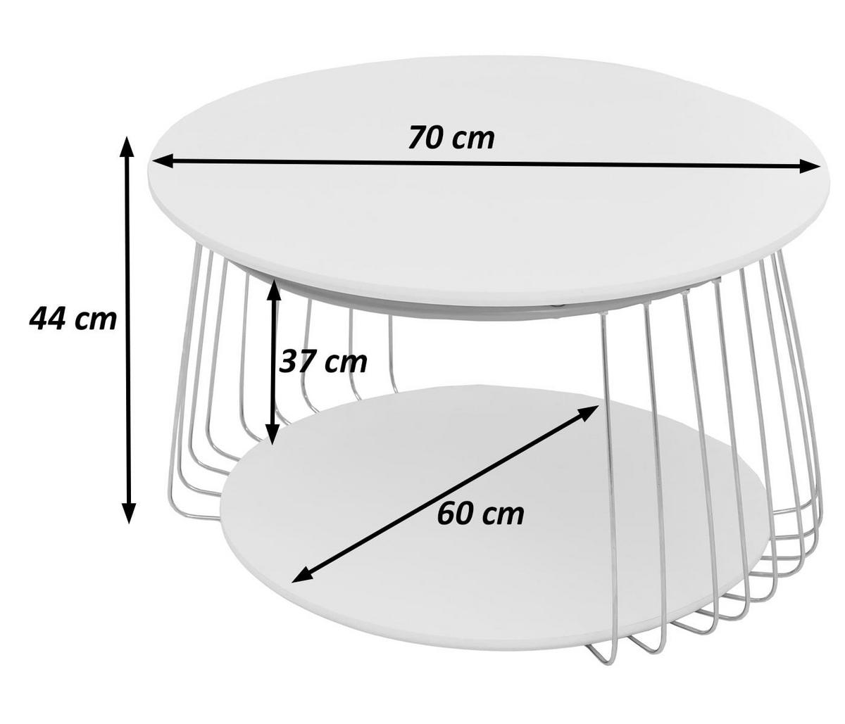 MIZA za kavč okrogla Rjava, srebrna - srebrne barve/rjava, les (70/70/44cm) - MCW