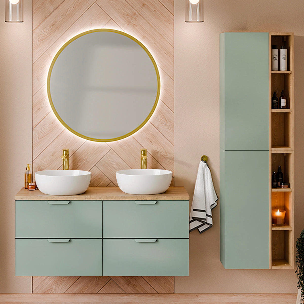 DONJI ELEMENT ZA UMIVAONIK 120.6cm Oria Zeleni - zelena, drvni materijal (120.6/50/46.5cm) - Petits-meubles